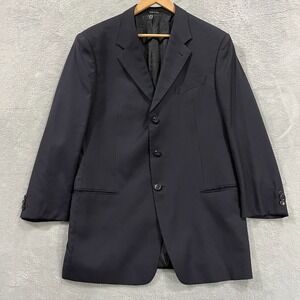 Armani‎ Collezioni Blazer Mens 44L Wool Bemberg Cupro VTG Italy Made Navy Blue